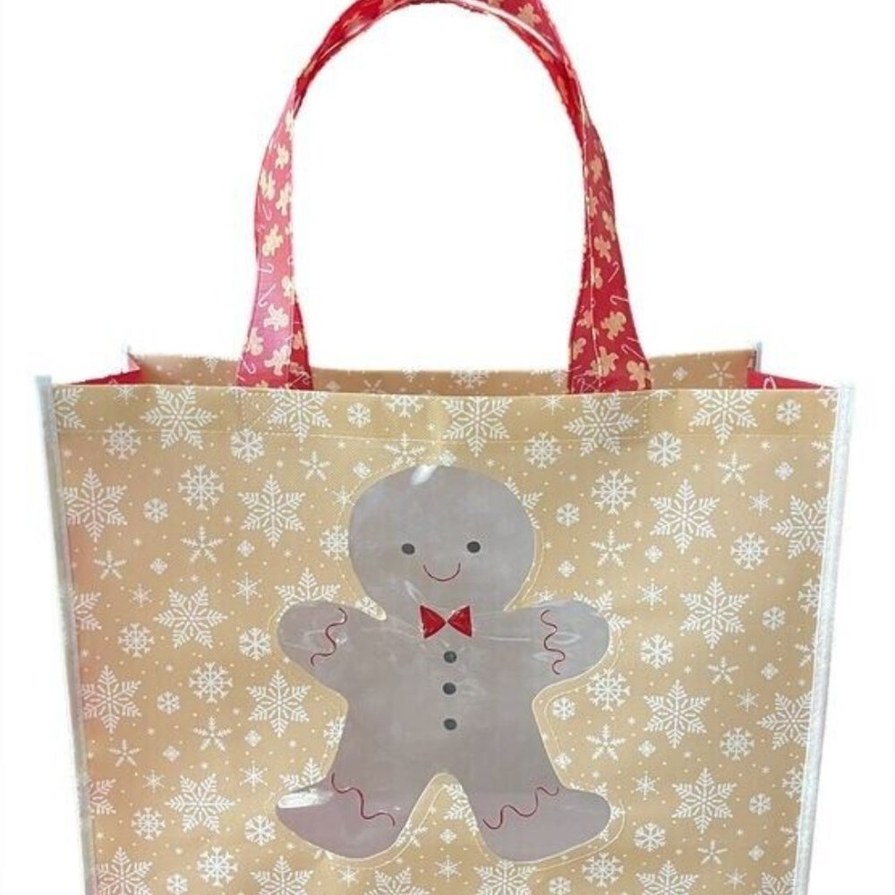 Gingerbread Man Reusable Tote Bag by Happy 13" x 17" Christmas Holidays New